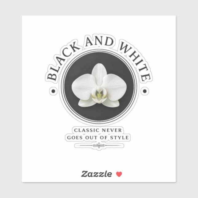 autocollant vinyle orchidée noir et blanc (Feuille)