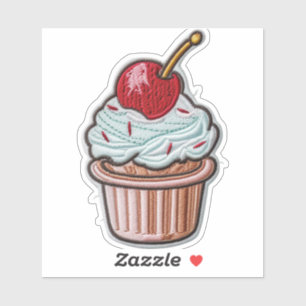 Autocollant vinyle personnalisé Cupcake avec ceris