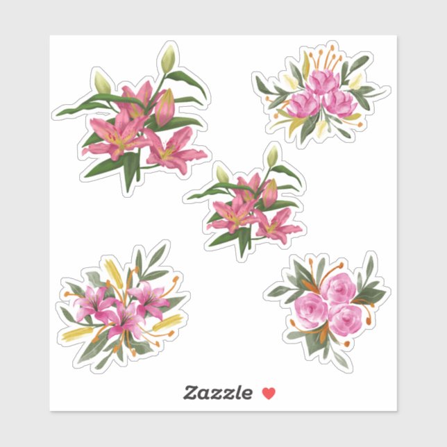 Autocollant vinyle personnalisé fleur de lis rose (Feuille)