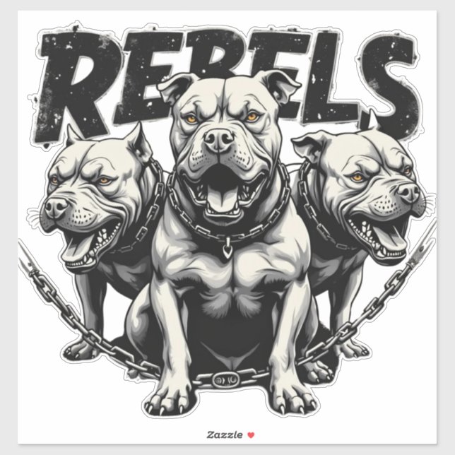 Autocollant vinyle personnalisé Rebel's - 3 Pitbul (Feuille)