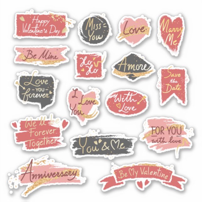 Autocollant vinyle personnalisé Saint-Valentin rom (Devant)