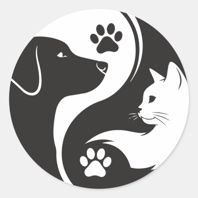 Autocollant vinyle Pet Harmony Yin Yang - Chien et (Devant)