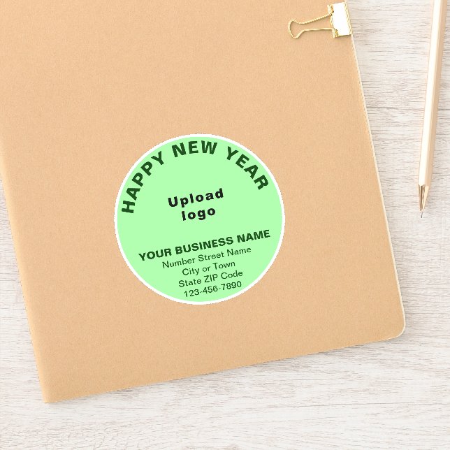 Autocollant vinyle rond vert clair Nouvel An Entre (Carnet)