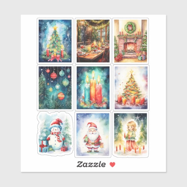Autocollant vinyle scènes de Noël (Feuille)