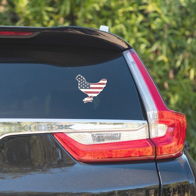 autocollant vinyle silhouette de poulet drapeau am (Côté voiture)