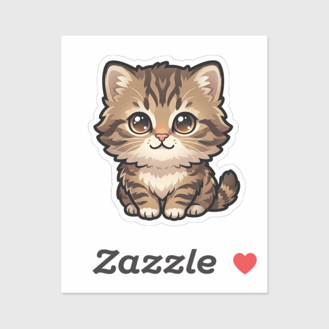 Autocollant vinyle sur mesure de chaton tabby marr (Feuille)