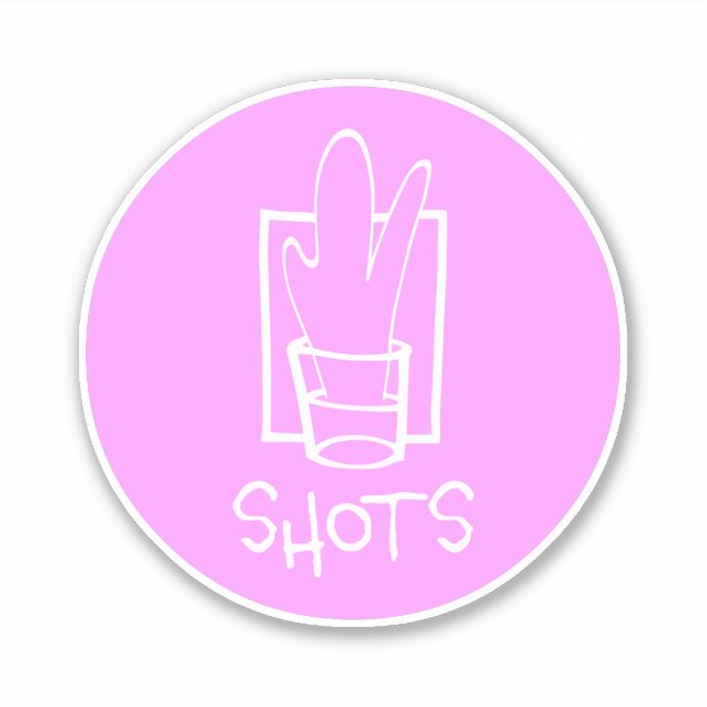 Autocollant vinyle sur mesure rose et blanc Shots (Devant)