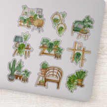 Autocollant vinyle sur mesure Succulent et osier