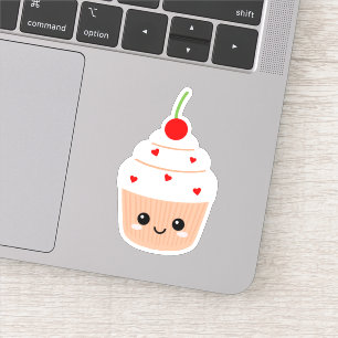 Autocollant vinyle visage cupcake pour bouteille d