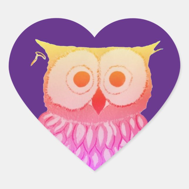 Autocollant Violet Hibou Amusant (Devant)