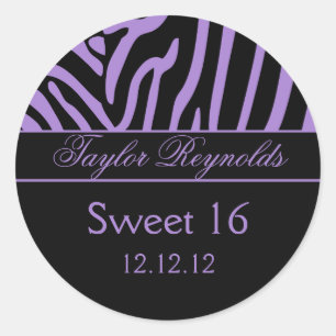 Autocollant violet noir Zebra Sweet 16
