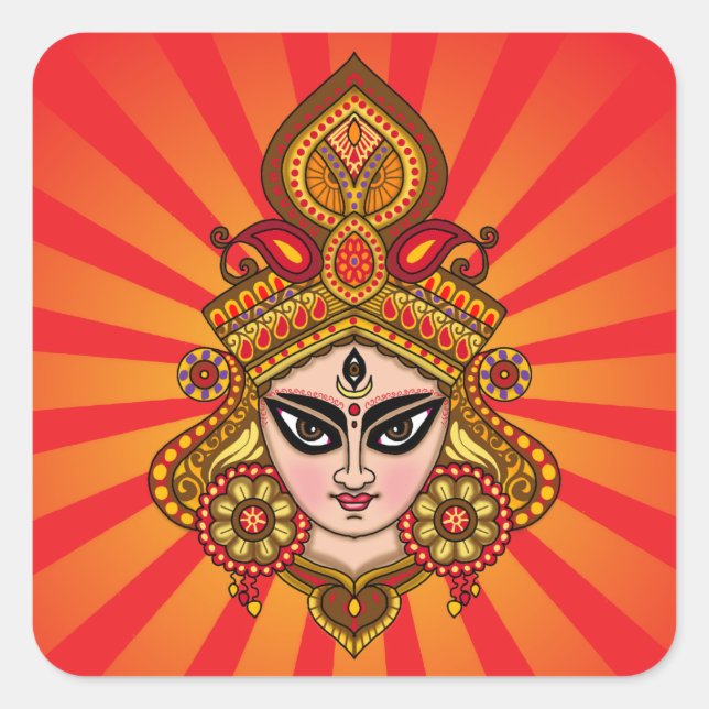 Autocollant visage de la déesse Durga (Devant)