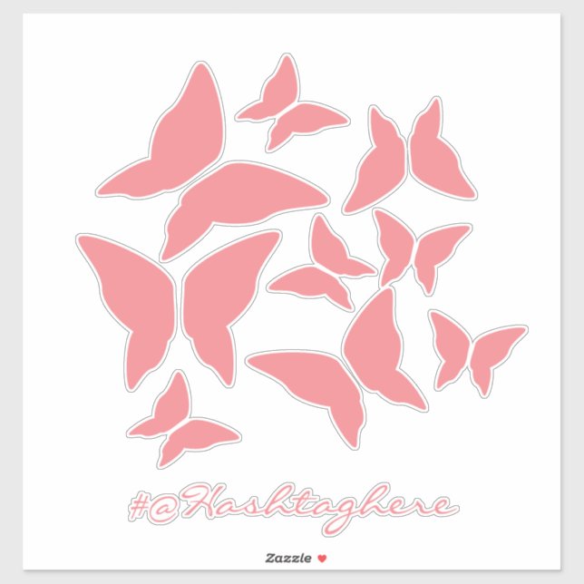 Autocollant voiture papillons rose blanc (Feuille)