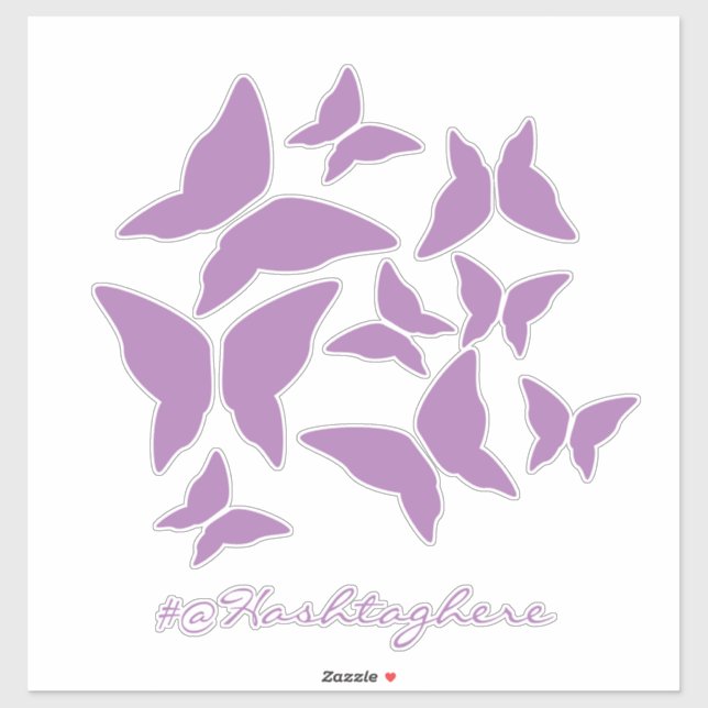 Autocollant voiture papillons violet blanc (Feuille)