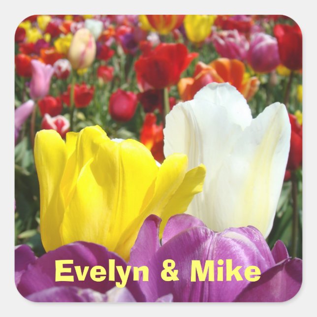 Autocollant Votre Nom Fleur de Tulipe Son nom (Devant)
