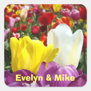 Autocollant Votre Nom Fleur de Tulipe Son nom