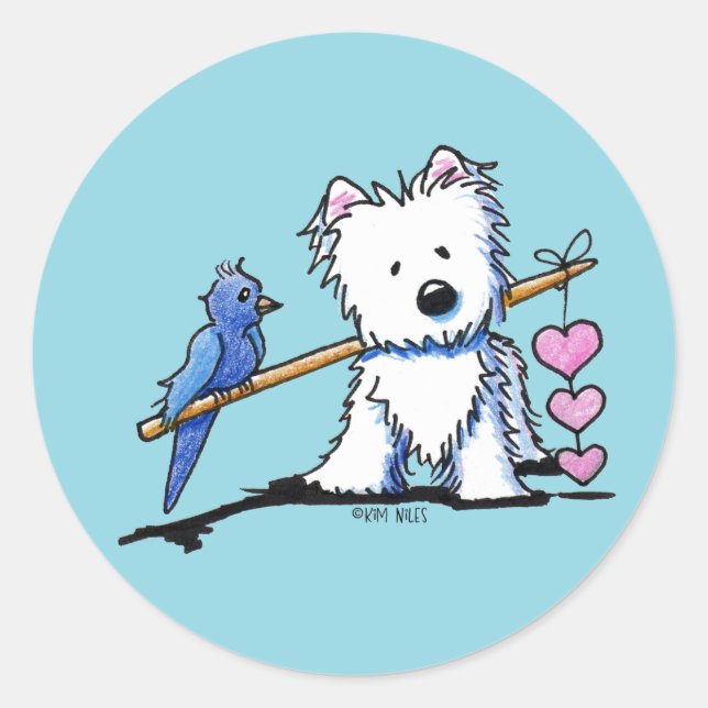 Autocollant Westie Heart Strings (Devant)