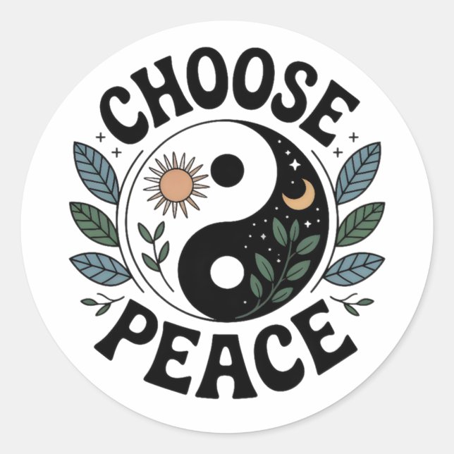 Autocollant Yin-Yang Choisir la Paix (Devant)