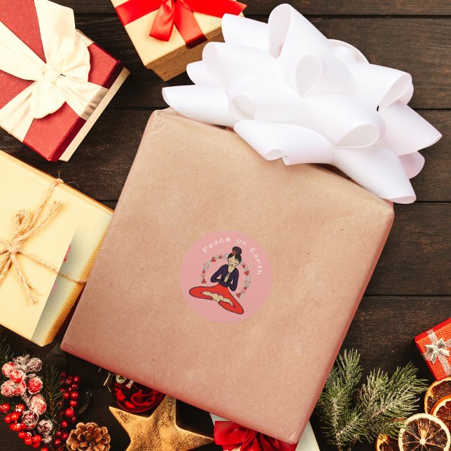 Autocollant Yogi Paix sur Terre (A Lovely Yoga Gift Package Sticker Promoting 'Peace on Earth')
