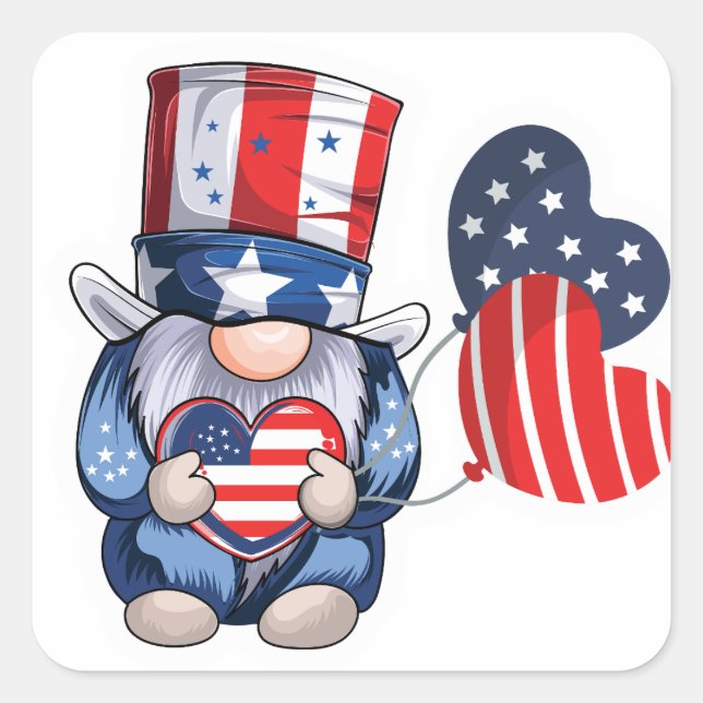 Autocollants 4 juillet Gnome adorables (Devant)