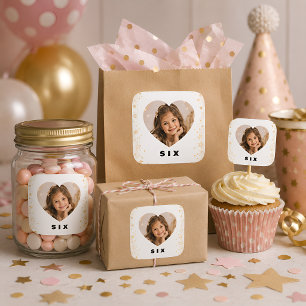 Autocollants 6e anniversaire Fille avec photo