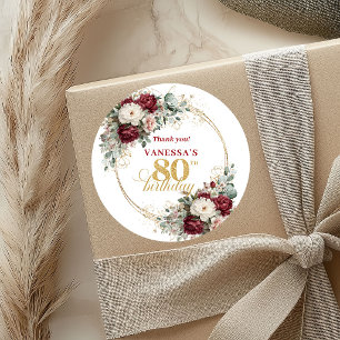 Autocollants 80e Anniversaire Burgundy Blush Éléga