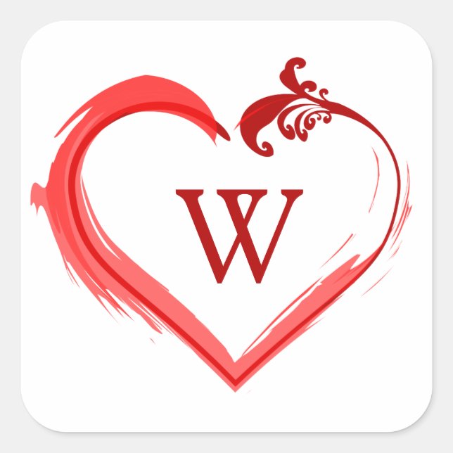 Autocollants à monogramme en forme de cœur Red Swo (Devant)