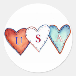 Autocollants American Patriot USA Pride Hearts