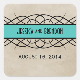 Autocollants Aqua Flourish Border Wedding