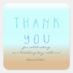 Autocollants aquarelle MERCI ombré plage