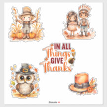 Autocollants aquarelle pour Thanksgiving mignons