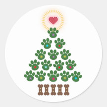 Autocollants arbre de Noël empreinte de patte