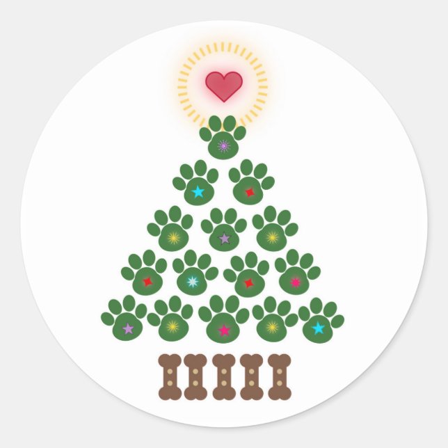 Autocollants arbre de Noël empreinte de patte (Devant)