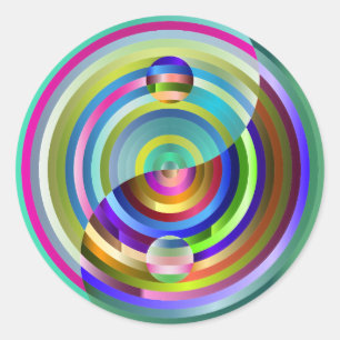 autocollants arc-en-ciel yin yang