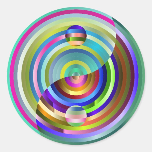 autocollants arc-en-ciel yin yang (Devant)