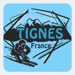 Autocollants artistiques de logo bleu de ski de