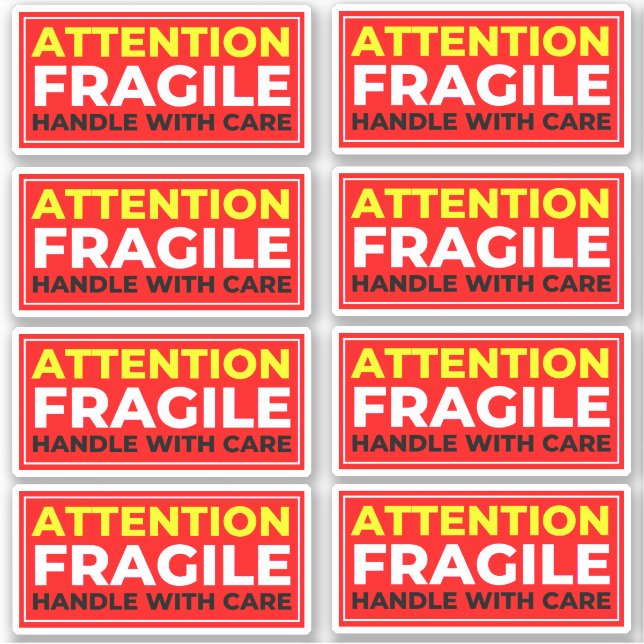 Autocollants Attention Fragile (Manipuler avec soi (Devant)