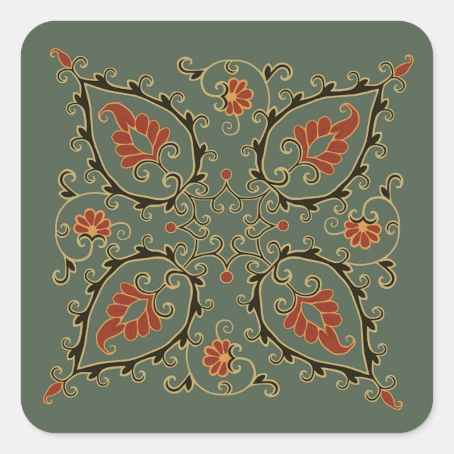 Autocollants avec motif ouzbek vert velours (Devant)