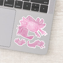 Autocollants Axolotl - ROSE - Lot de 3