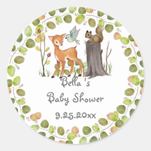 Autocollants Baby Shower Animaux de la forêt