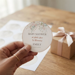 Autocollants Baby Shower Boho Floral Botanique