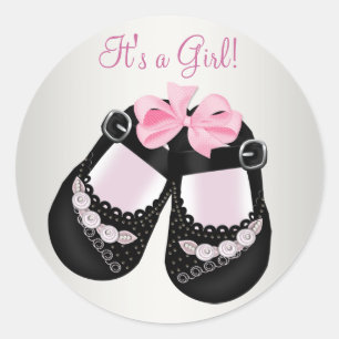 Autocollants Baby Shower Chaussures Bébé Noir Fill