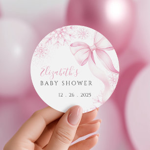 Autocollants Baby Shower Flocon de Neige Rose