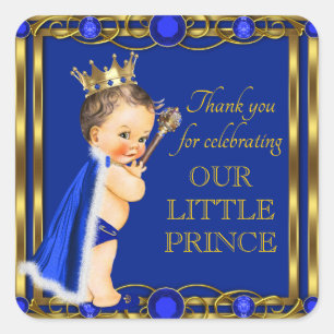 Autocollants Baby Shower Prince Bijou Or Bleu