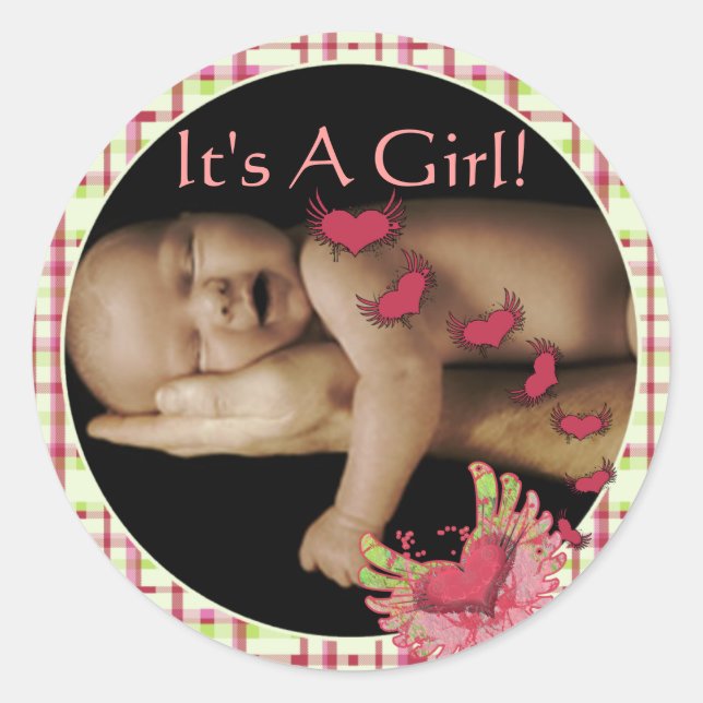 Autocollants Bébé Fille avec la photo de votre béb (Devant)