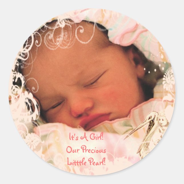 Autocollants Bébé Fille avec la photo de votre béb (Devant)