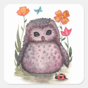 Autocollants Bébé Hibou et Coccinelle