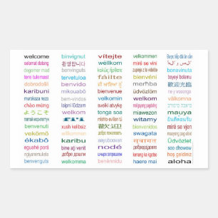 Autocollants bienvenus : 80 langues/blanc