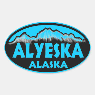 Autocollants bleu ovale Alyeska Alaska
