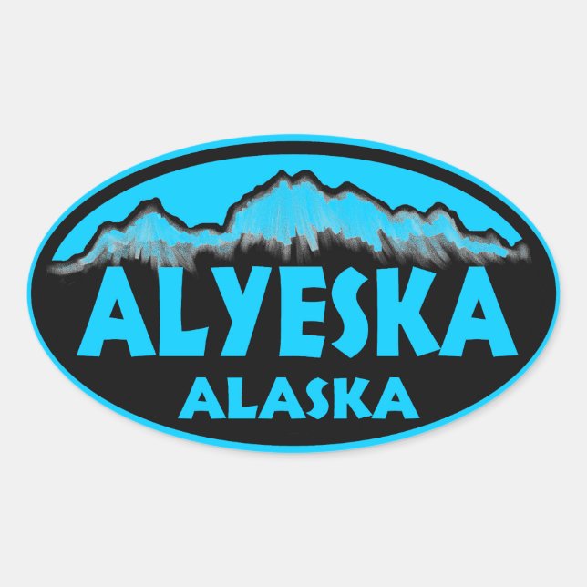 Autocollants bleu ovale Alyeska Alaska (Devant)